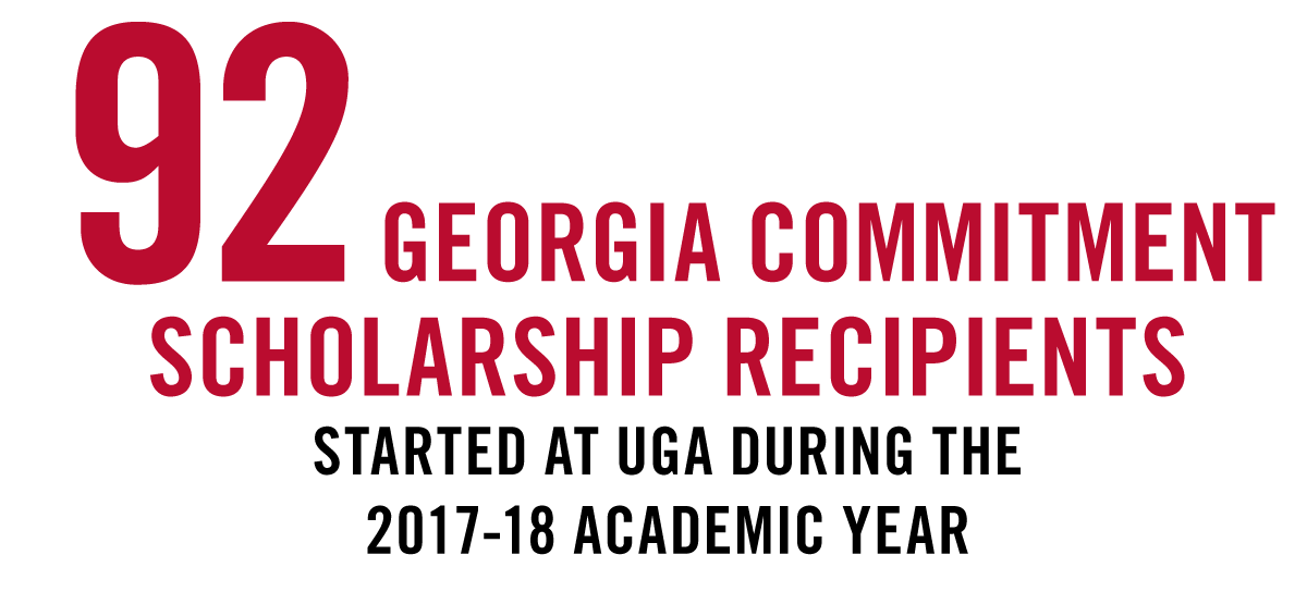 92 Georgia Commitment Scholarship Recipients started at UGA during the 2017-2018 academic year