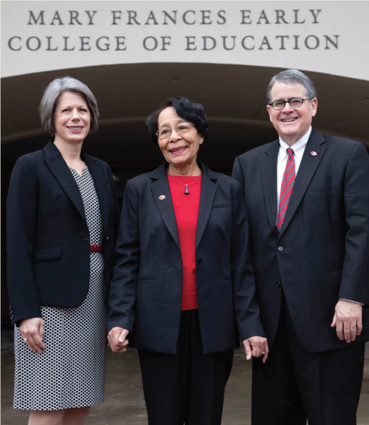 Mary Frances Early, Denise Spangler, and Jere Morehead at College of Education naming ceremony